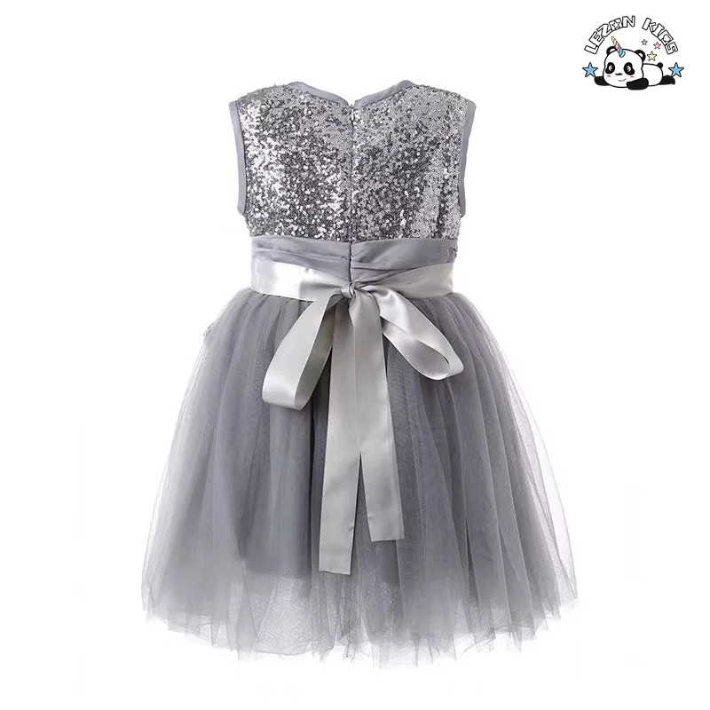 LEZONKIDS - Produto Novo Personalizável Sem Mangas Brilho Lantejoulas Laço Grande Tutu Vestidos para Meninas de 2-14T